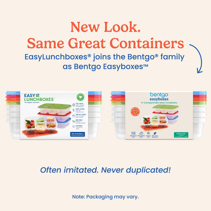 Bentgo Easyboxes 5-Compartment Food Containers 8-Piece Set - Classic | New Look. Same Great Containers - EasyLunchboxes® joins the Bentgo® family as Bentgo Easyboxes™