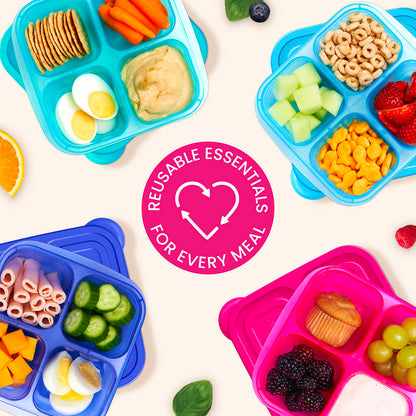 Bentgo® Easyboxes 4-Compartment Snack Containers 8-Piece Set - Jewel Brights | Reusable essentials for every meal