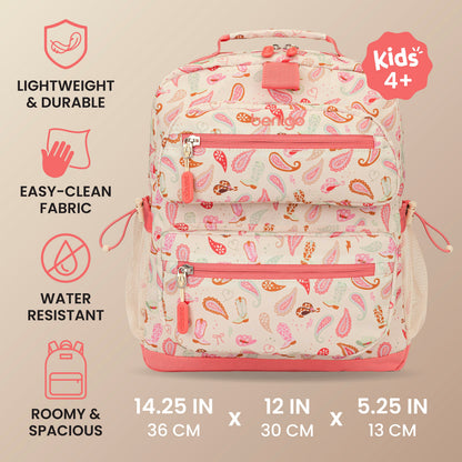 Bentgo Kids Prints Backpack - Cowgirl Dreams | Lightweight & Durable, Easy-Clean Fabric, Water-Resistant, Roomy & Spacious - Product Dimensions