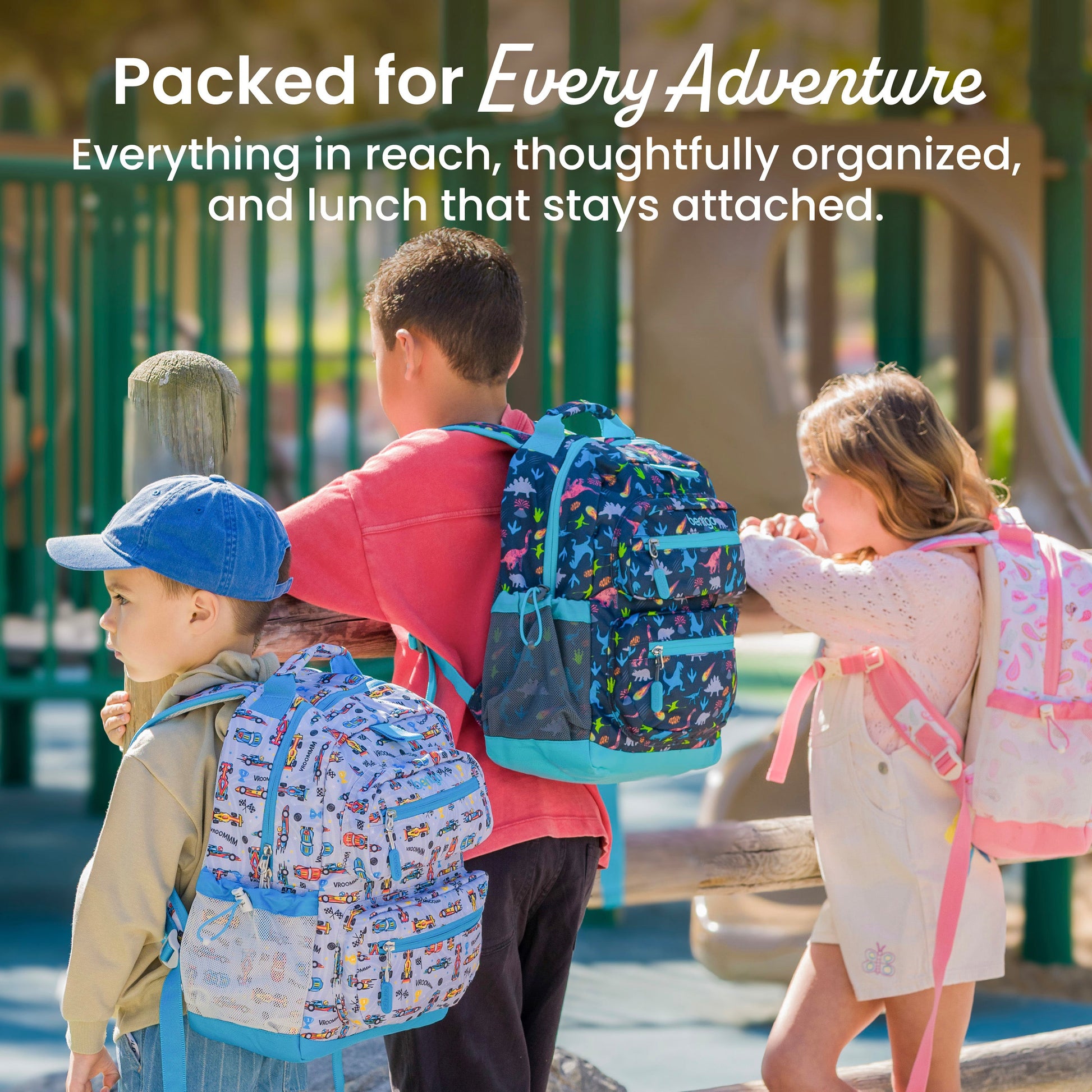 Bentgo Kids Prints Backpack - Rainbows and Butterflies| Packed For Every Adventure - Everything In Reach, Thoughtfully Organized, And Lunch That Stays Attached