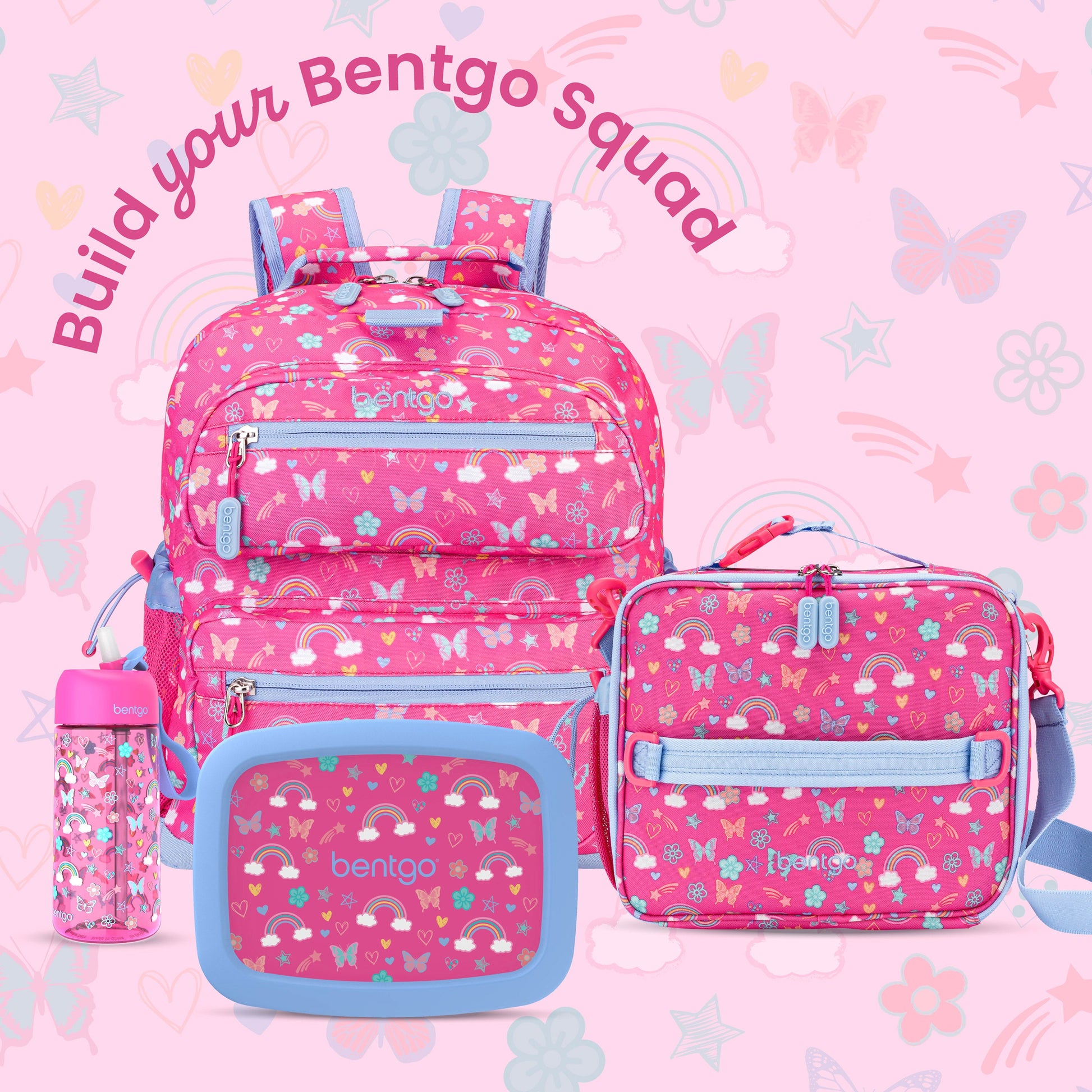 Bentgo Kids Prints Backpack - Rainbows and Butterflies| Build Your Bentgo Squad