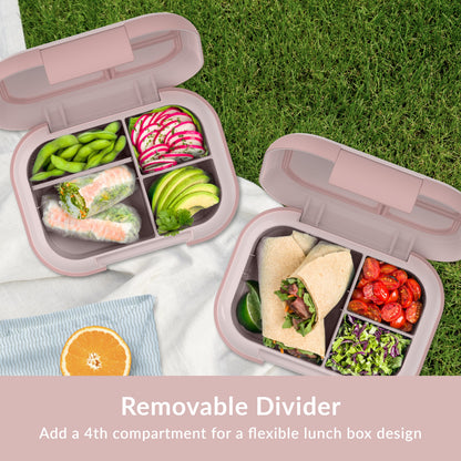 Bentgo® Chill Max Lunch Box (2-Pack) - Pink Cloud and Blush | Removable Divider - Add A 4th Compartment For A Flexible Lunch Box Design