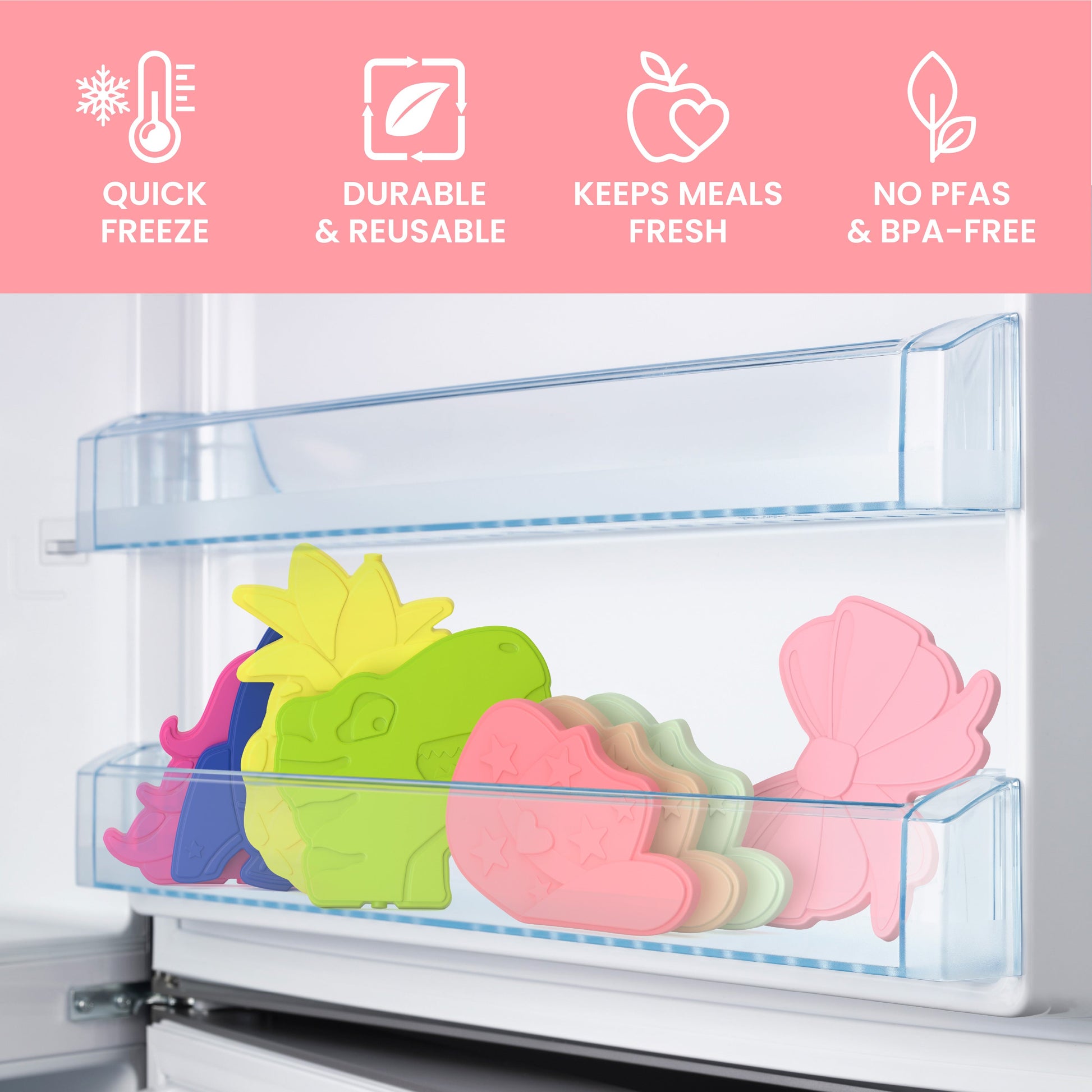 Bentgo Buddies Reusable Ice Packs (4-Pack) - Cowgirl Dreams | Quick Freeze, Durable & Reusable, Keeps Meals Fresh, and No PFAs & BPA-Free
