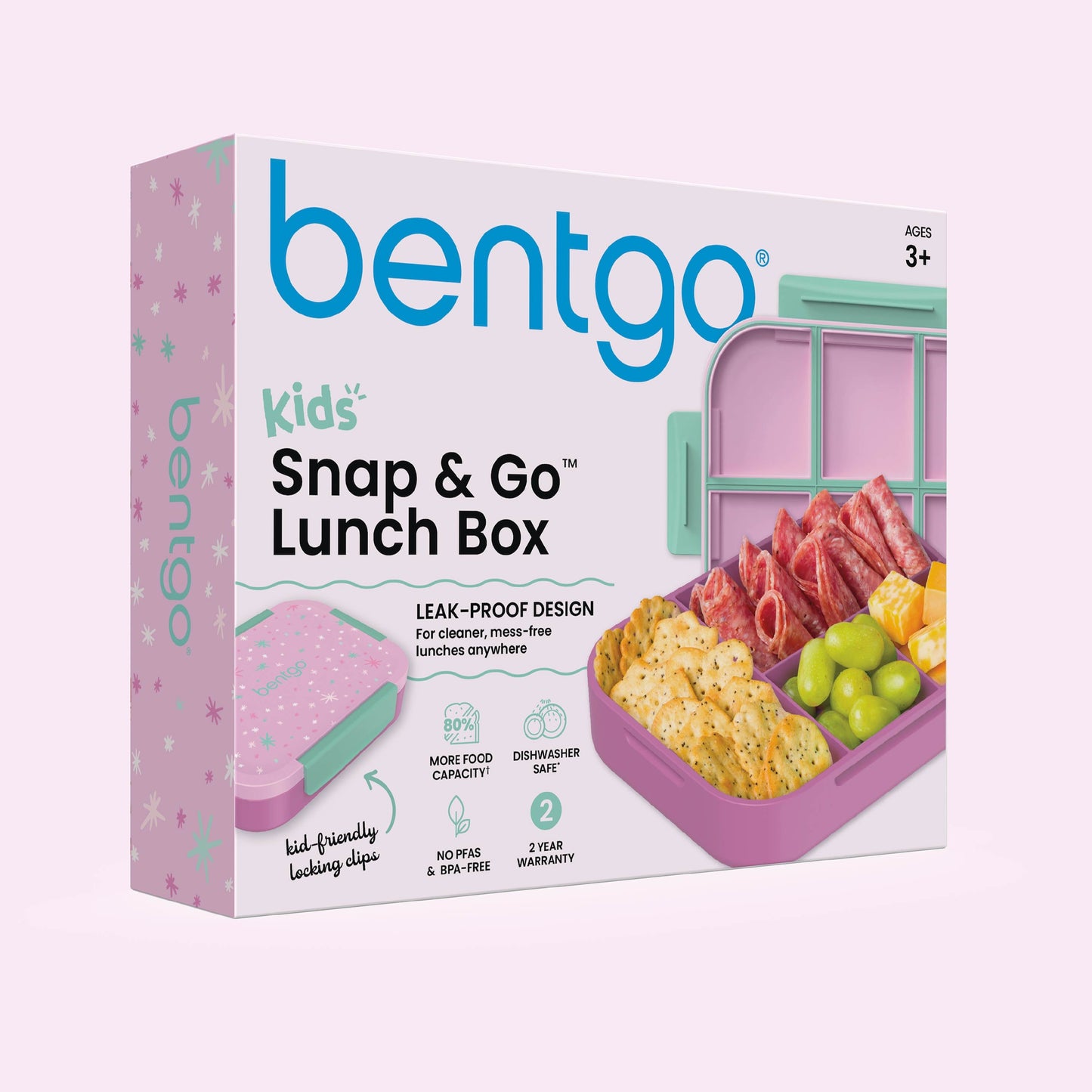 Bentgo® Kids Snap & Go Lunch Box (2-Pack) | Starry Sprinkle Pink - Packaging