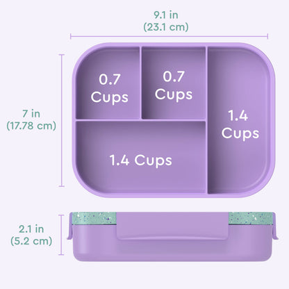 Bentgo® Kids Snap & Go Lunch Box (2-Pack) | Vivid Orchid Speckle - Product Dimensions