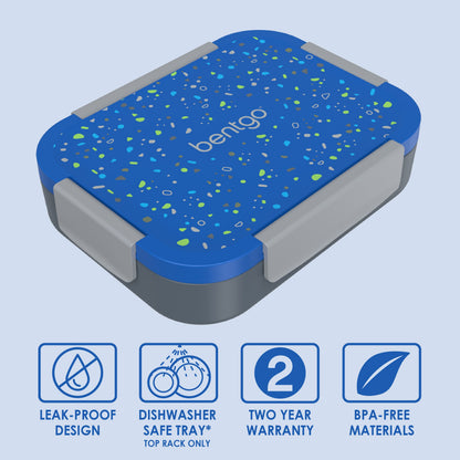 Bentgo® Kids Snap & Go Lunch Box - Geo Speckle Blue | Leak-Proof Design, Dishwasher Safe Tray (Top Rack Only), Two Year Warranty, And BPA-Free Materials