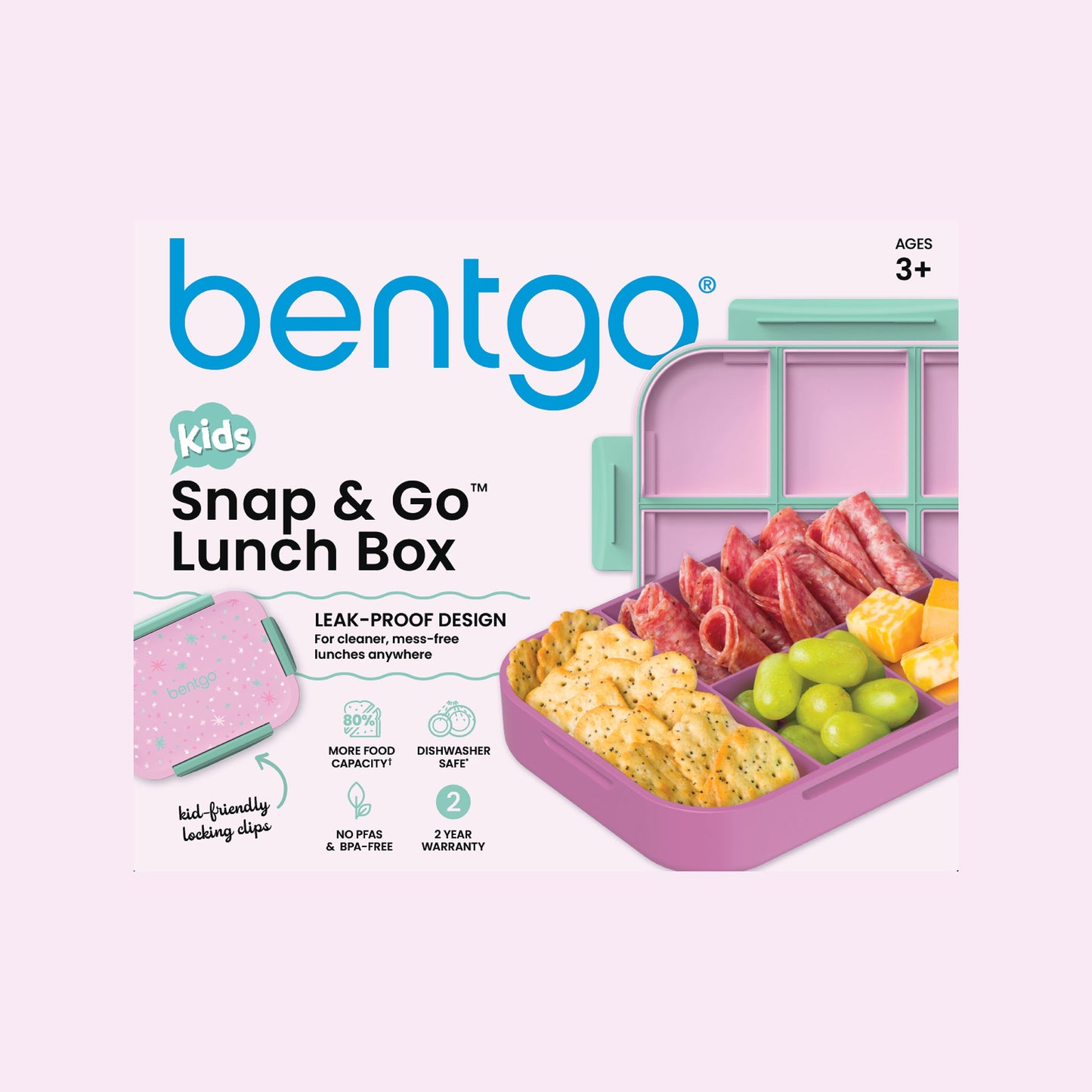 Bentgo® Kids Snap & Go Lunch Box - Starry Sprinkle Pink | Packaging