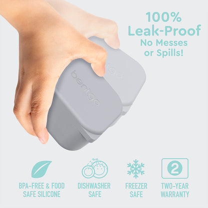 Gray and Aqua | Bentgo® Kids Sidekicks 2-Pack Silicone Container Set - Gray & Aqua | 100% Leak-Proof For No Messes Or Spills And Two-Year Warranty
