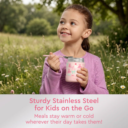 Bentgo® Kids Stainless Steel Food Jar - Ballet and Bows | Sturdy Stainless Steel For Kids On The Go - Meals Stay Warm Or Cold Wherever Their Day Takes Them!