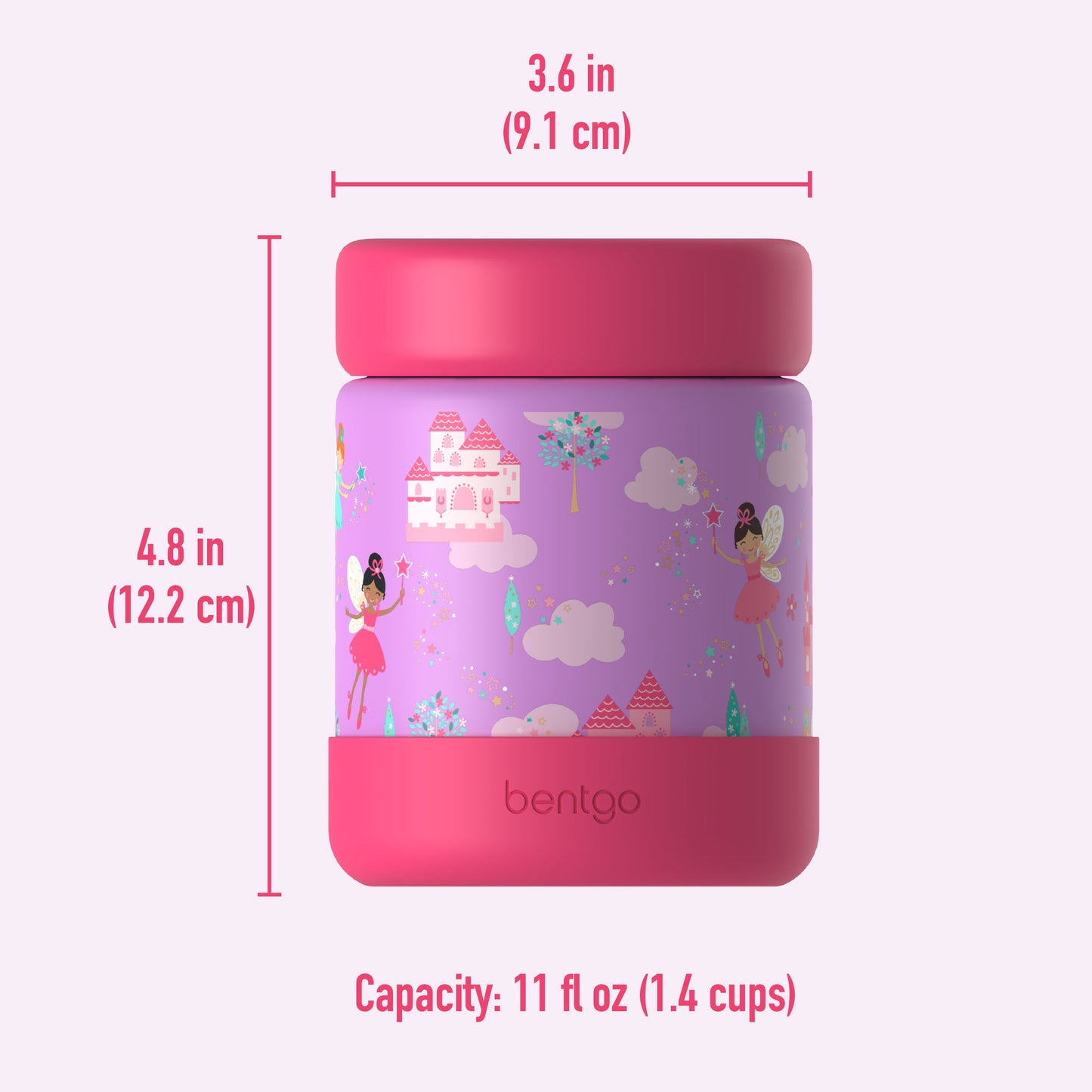 Bentgo® Kids Stainless Steel Food Jar - Fairies | Dimensions