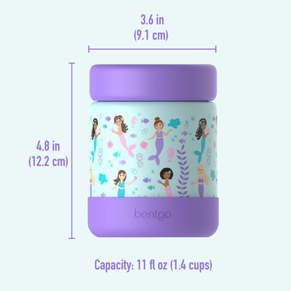 Bentgo® Kids Stainless Steel Food Jar - Mermaids in the Sea | Dimensions