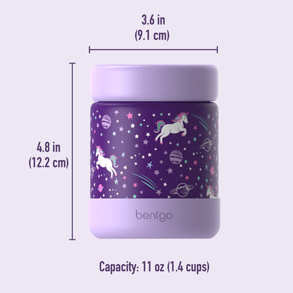 Bentgo® Kids Stainless Steel Food Jar - Unicorn | Product Dimensions