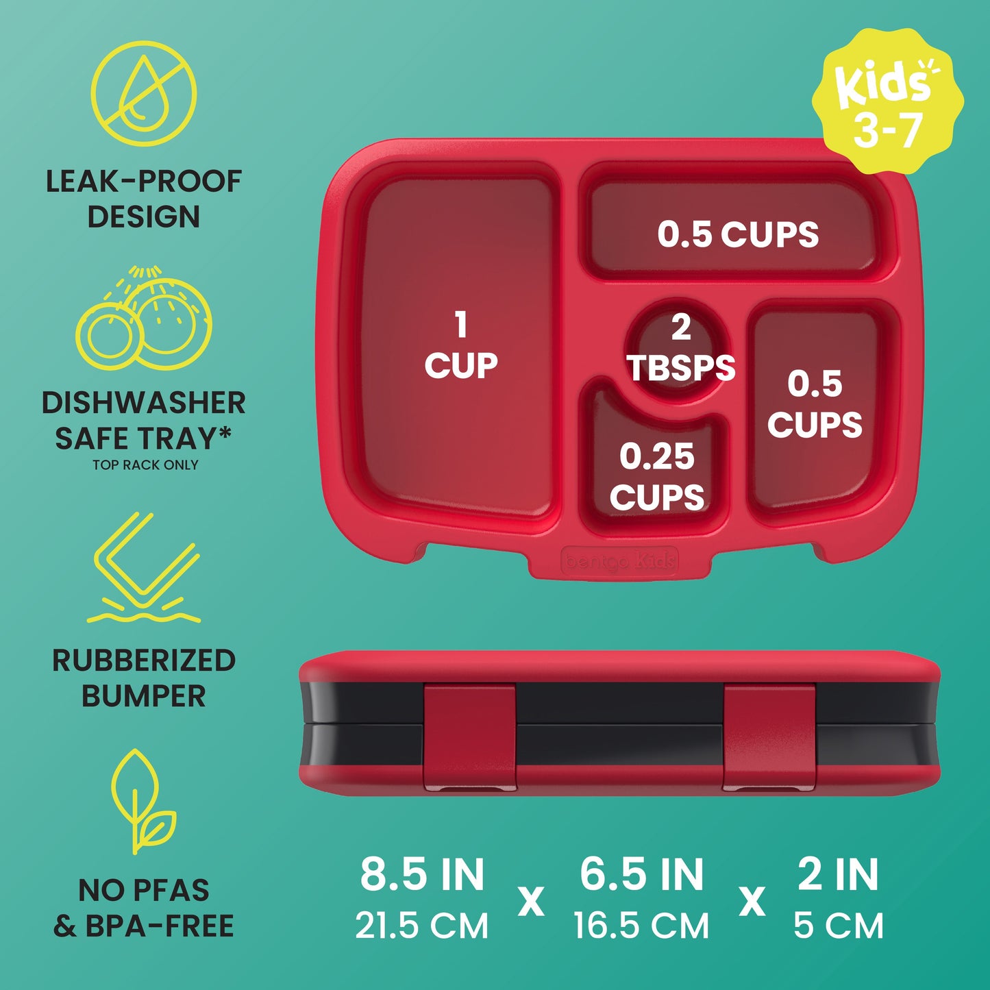Bentgo Kids Prints Lunch Box - Sssnakes | Leak-Proof Design, Dishwasher Safe Tray (Top Rack Only), Rubberized Bumper, No PFAs & BPA-Free