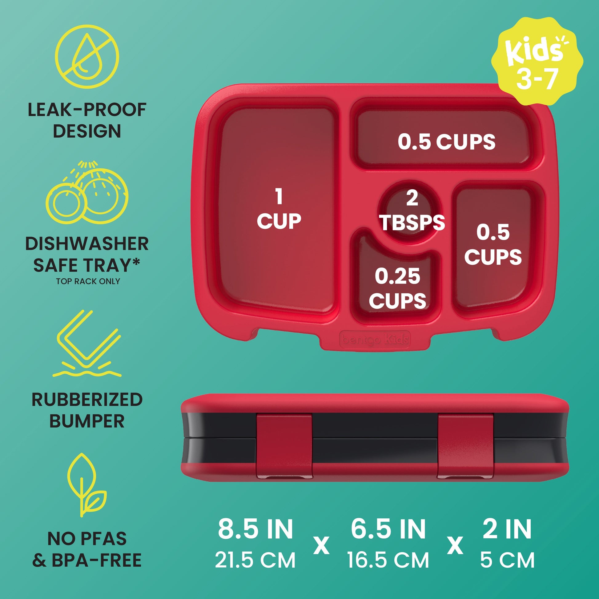 Bentgo Kids Prints Lunch Box - Sssnakes | Leak-Proof Design, Dishwasher Safe Tray (Top Rack Only), Rubberized Bumper, No PFAs & BPA-Free