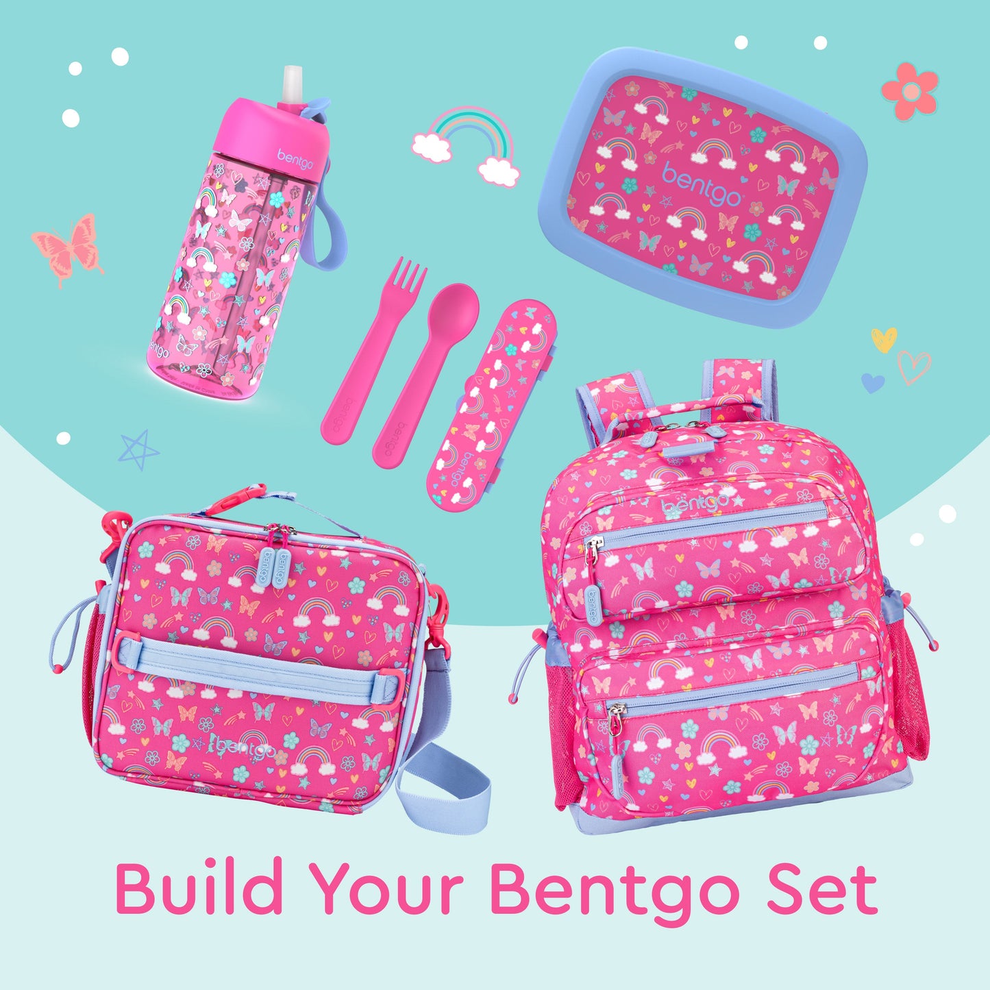 Bentgo® Kids Utensils Set - Rainbows and Butterflies| Build Your Bentgo Set