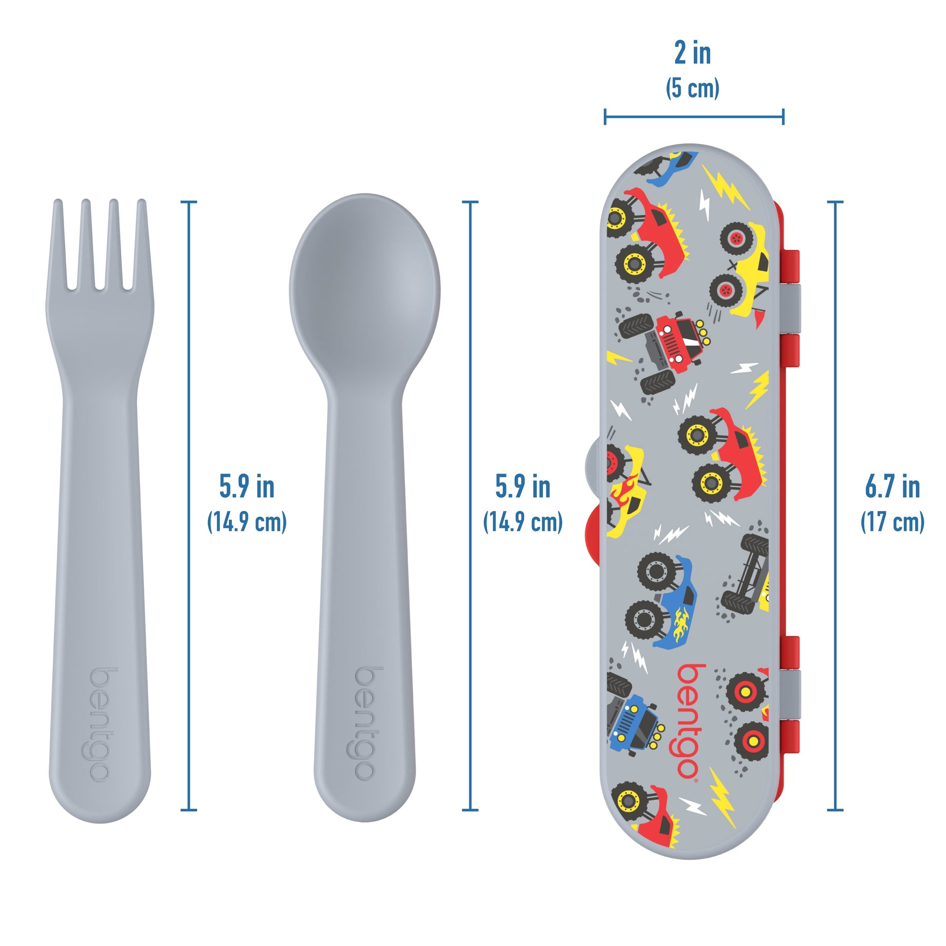 Bentgo® Kids Utensils Set - Trucks | Product Dimensions