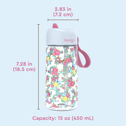Bentgo Kids Water Bottle - Blooming Floral | Product Dimensions