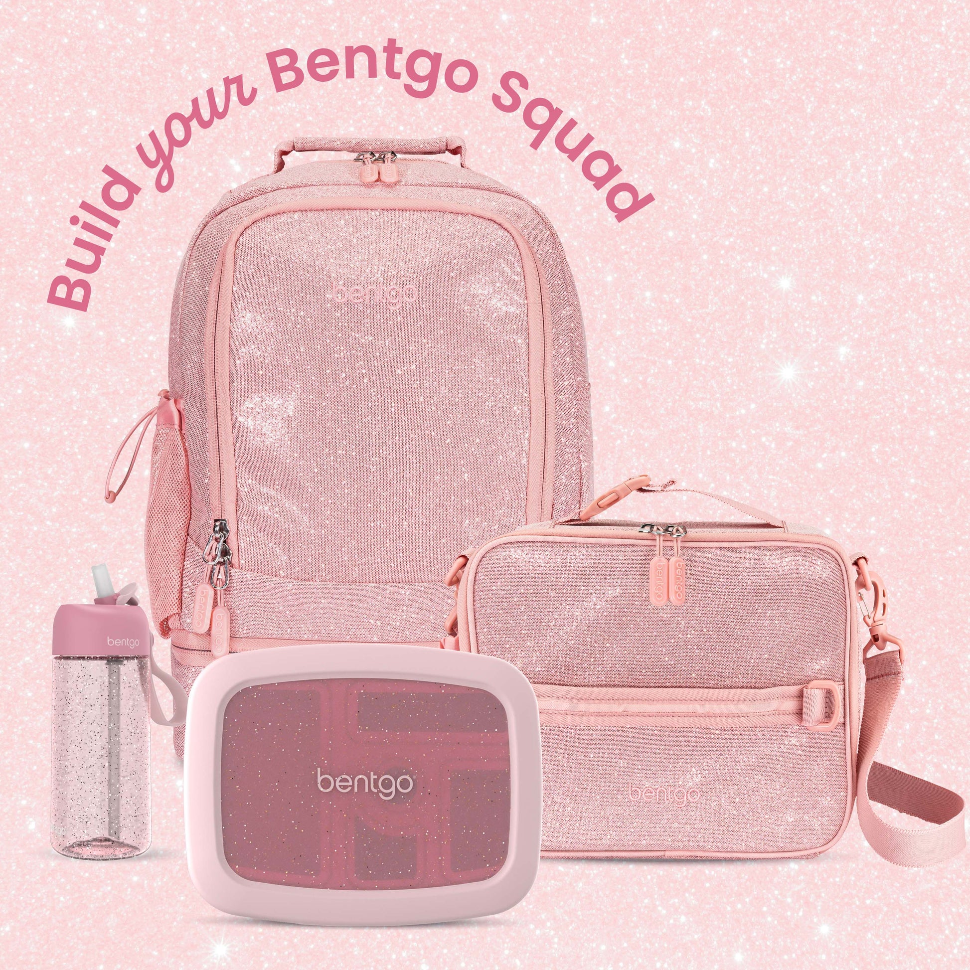 Bentgo® Kids Lunch Box (Glitter & Confetti) - Petal Pink Glitter | Build Your Bento Squad
