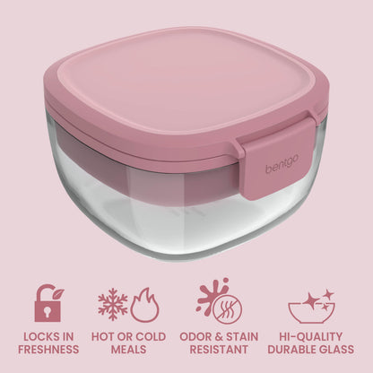Bentgo® Glass Salad Container - Rose | Locks In Freshness, Great For Hot Or Cold Meals, Odor & Stain Resistant And Made With Hi-Quality Durable Glass