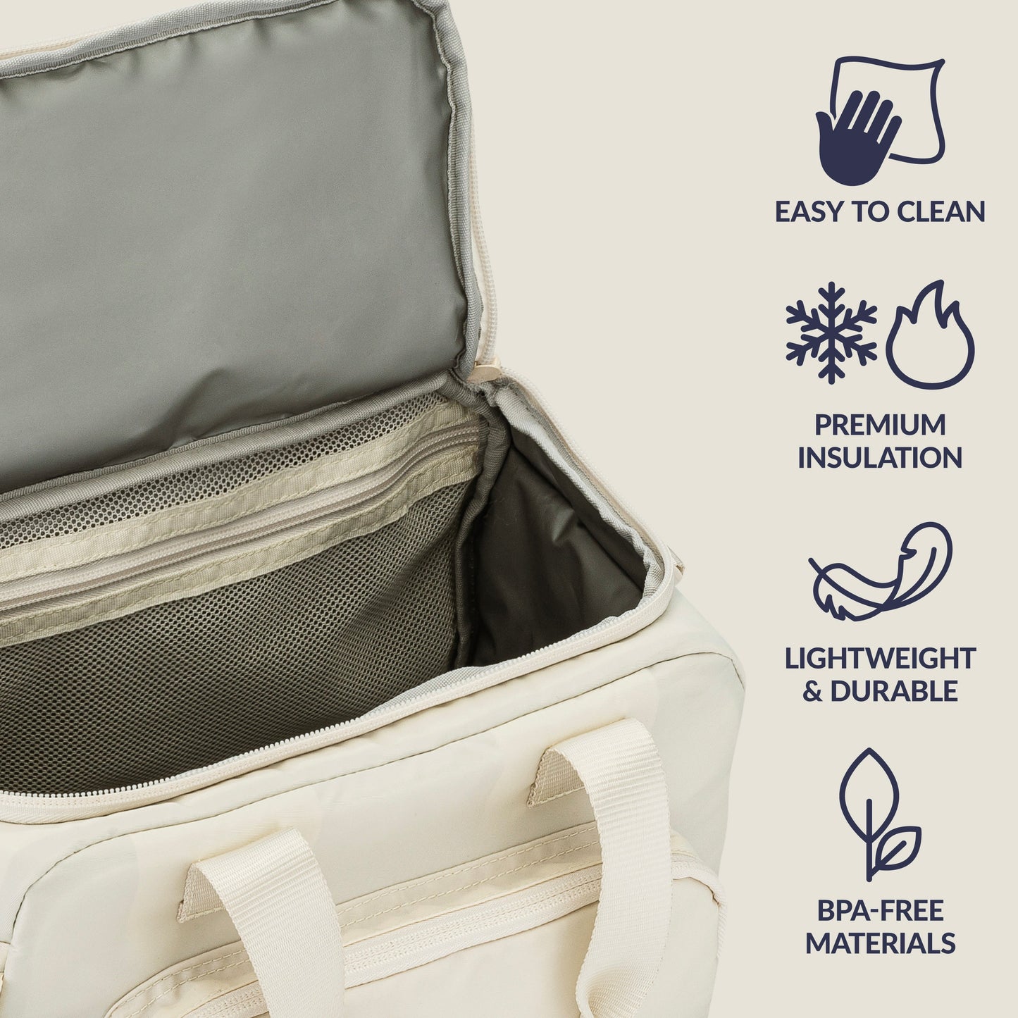 Bentgo® Insulated Lunch Bag - Bone | Easy To Clean, Premium Lightweight & Durable, And Made With BPA-Free Materials