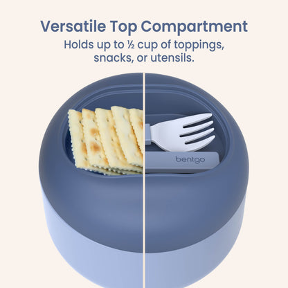 Bentgo® Bowl - Slate | Versatile Top Compartment - Holds Up To ½ Cup Of Toppings, Snacks, Or Utensils