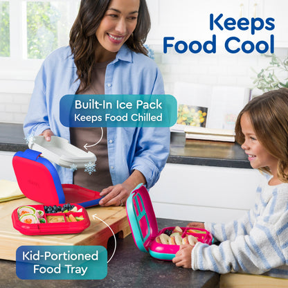 Bentgo® Chill Kids Lunch Box - Red/Royal | Built-In Ice Pack Keeps Food Chilled And Kid-Portioned Food Tray