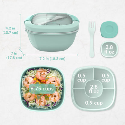Bentgo® All-in-One Salad Container - Coastal Aqua | Dimensions And What’s In The Box
