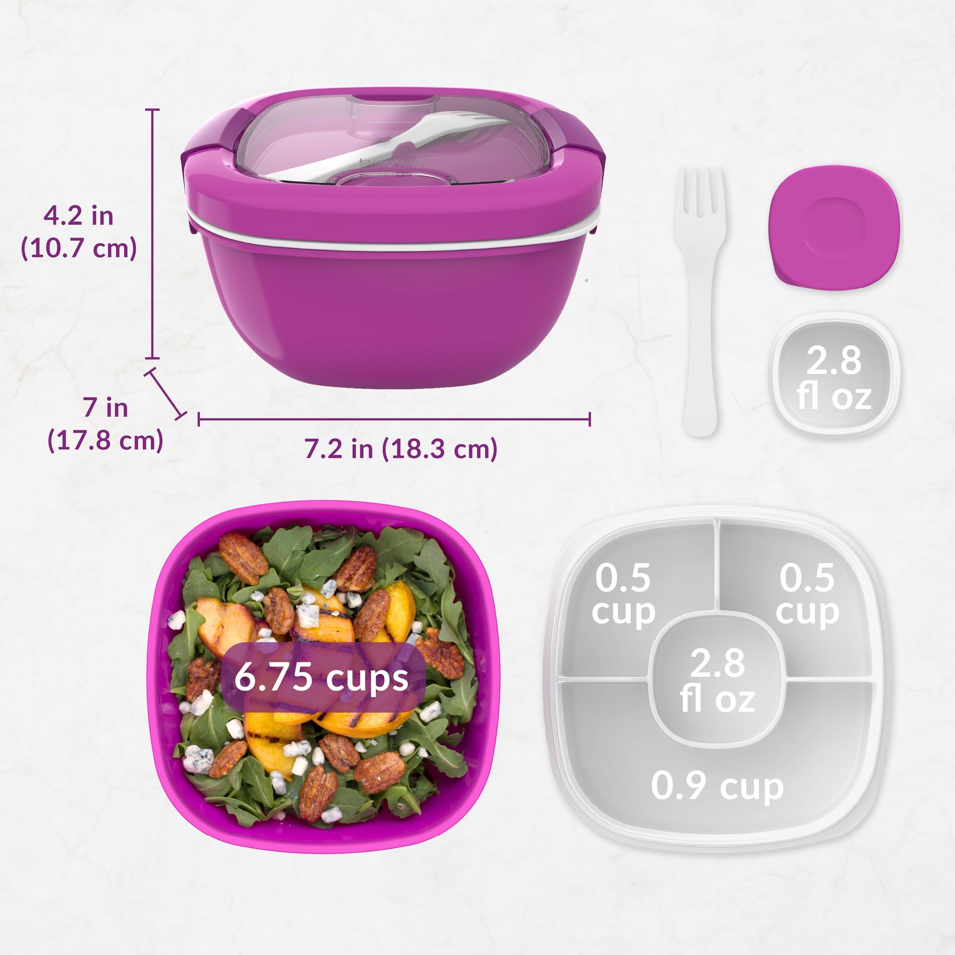 Bentgo® Salad Container (2-Pack) - Purple | Dimensions And What’s In The Box