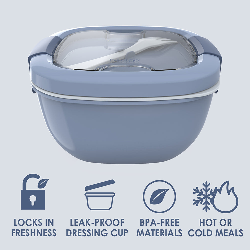 Bentgo® Salad Container (2-Pack) - Slate | Locks In Freshness, Leak-Proof Dressing Cup, BPA-Free Materials, And Great For Hot Or Cold Meals