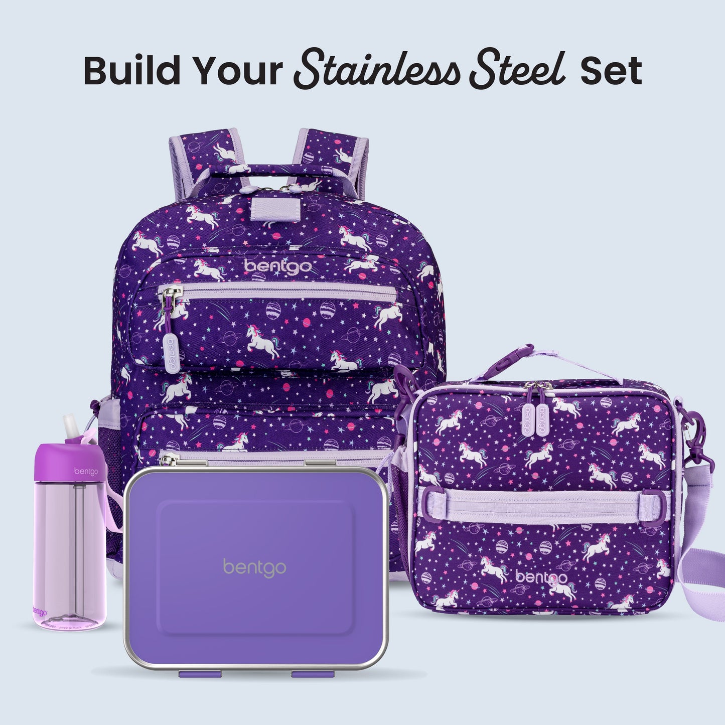 Bentgo Kids Stainless Steel Lunch Box (2-Pack) - Purple | Build Your Stainless Steel Set