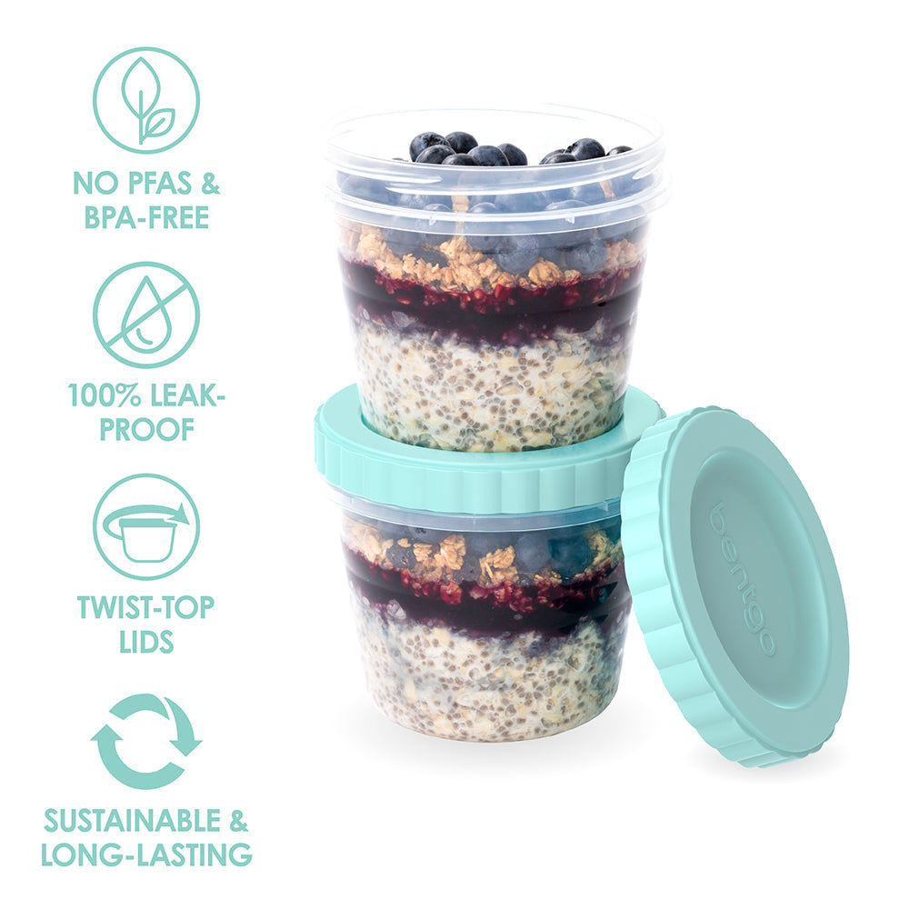 Bentgo® Prep Twist-Top Fluid Ounce Containers (20-Piece) - 16-Fluid Ounce - Sea Blue | No PFAs & BPA-Free, 100% Leakproof, Twist-Top Lids, And Sustainable & Long-Lasting