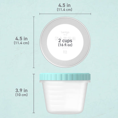 Bentgo® Prep Twist-Top Fluid Ounce Containers (20-Piece) - 16-Fluid Ounce - Sea Blue | Dimensions