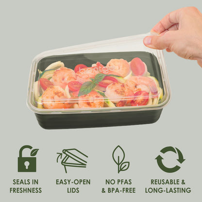 Bentgo® Prep 1-Compartment Meal Prep Containers (20-Piece) - Khaki Green | Seals In Freshness, Easy-Open Lids, NO PFAS & BPA-Free, Reusable & Long-Lasting