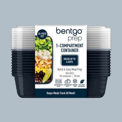 Bentgo® Prep 1-Compartment Meal Prep Containers (20-Piece) - Navy Blue | Packaging