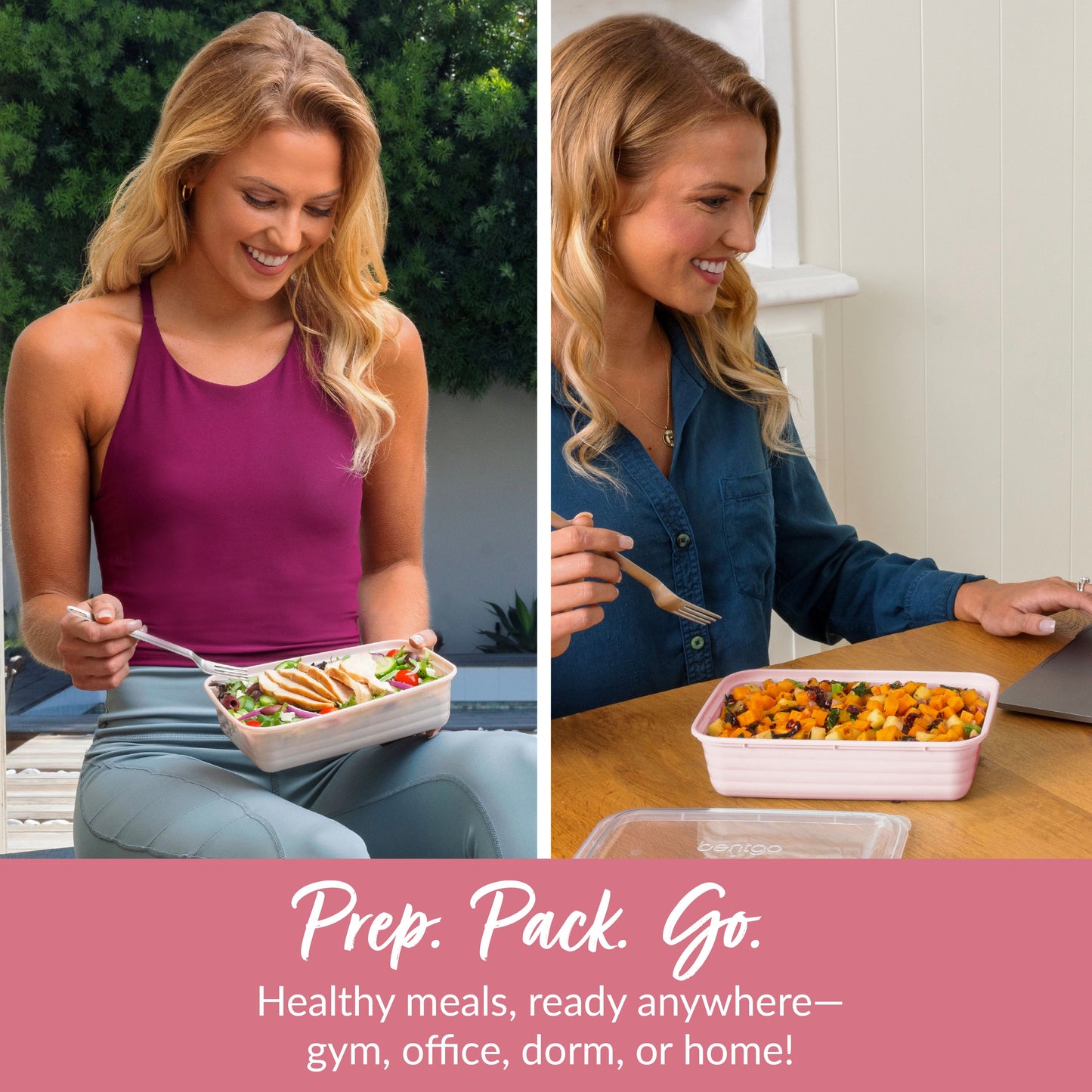 Bentgo® Prep 1-Compartment Meal Prep Containers (20-Piece) - Blush Pink | Prep. Pack. Go. - Healthy Meals, Ready Anywhere - Gym, Office, Dorm, Or Home!