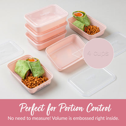 Bentgo® Prep 1-Compartment Meal Prep Containers (20-Piece) - Blush Pink | Perfect For Portion Control - No Need To Measure! Volume Is Embossed Right Inside