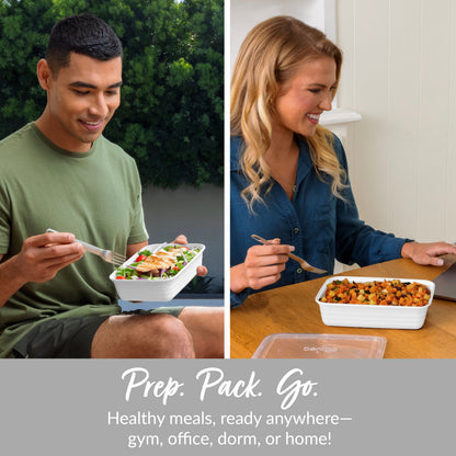 Bentgo® Prep 1-Compartment Meal Prep Containers (20-Piece) - White | Prep. Pack. Go. - Healthy Meals, Ready Anywhere - Gym, Office, Dorm, Or Home!