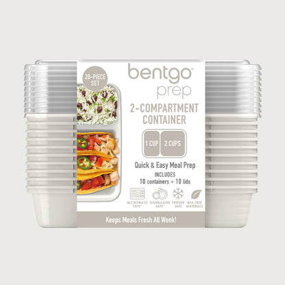 Bentgo® Prep 2-Compartment Meal Prep Containers (20-Piece) - Whisper Gray | Packaging