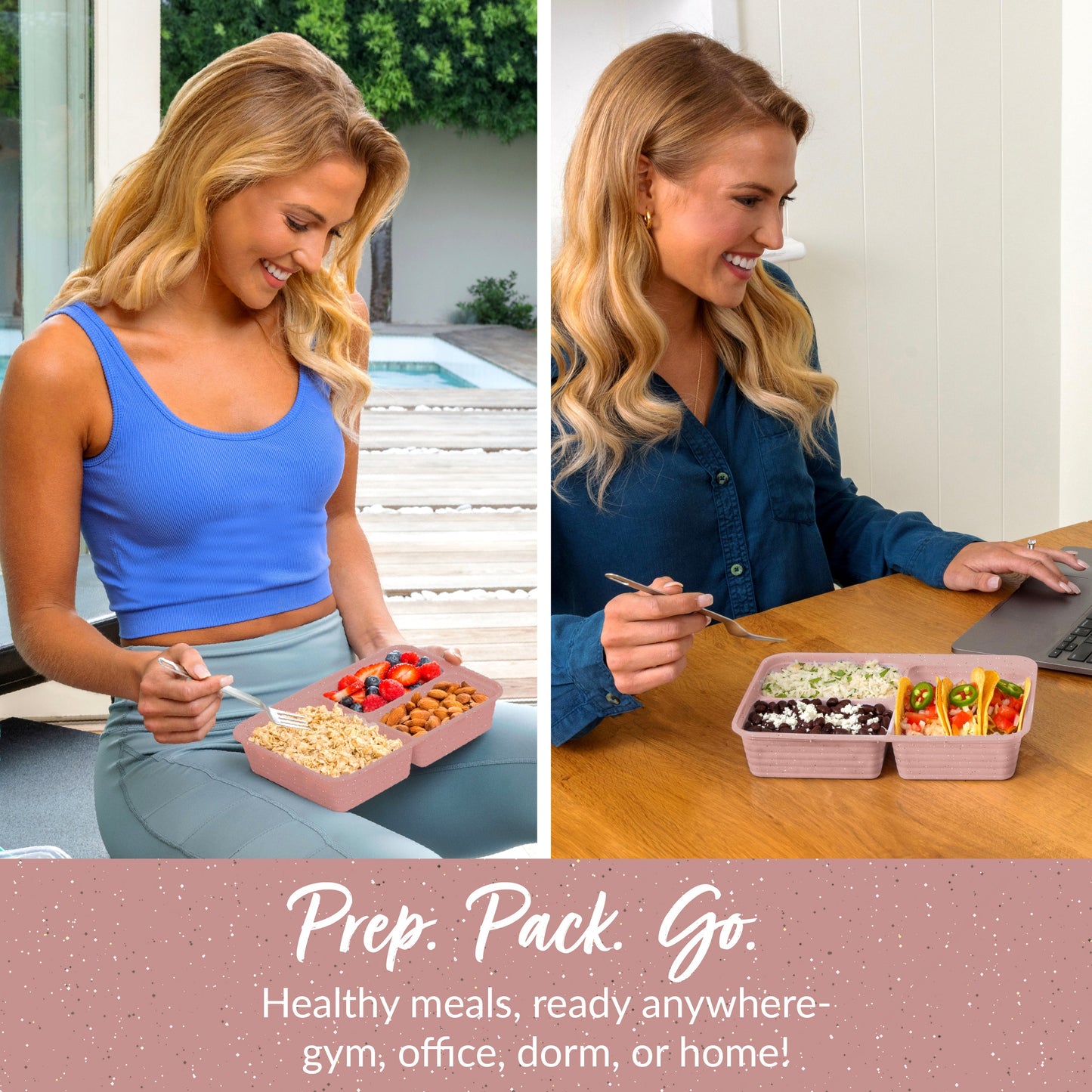 Bentgo® Prep 3-Compartment Meal Prep Containers (20-Piece) - Rosette Glitter | Prep. Pack. Go. - Healthy Meals, Ready Anywhere - Gym, Office, Dorm, Or Home!