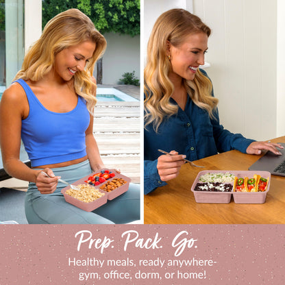 Bentgo® Prep 3-Compartment Meal Prep Containers (20-Piece) - Rosette Glitter | Prep. Pack. Go. - Healthy Meals, Ready Anywhere - Gym, Office, Dorm, Or Home!