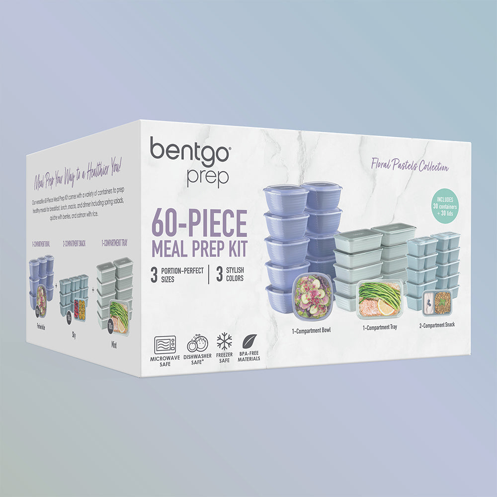 Bentgo® Prep 60-Piece Variety Meal Prep Kit - Floral Pastels | Packaging