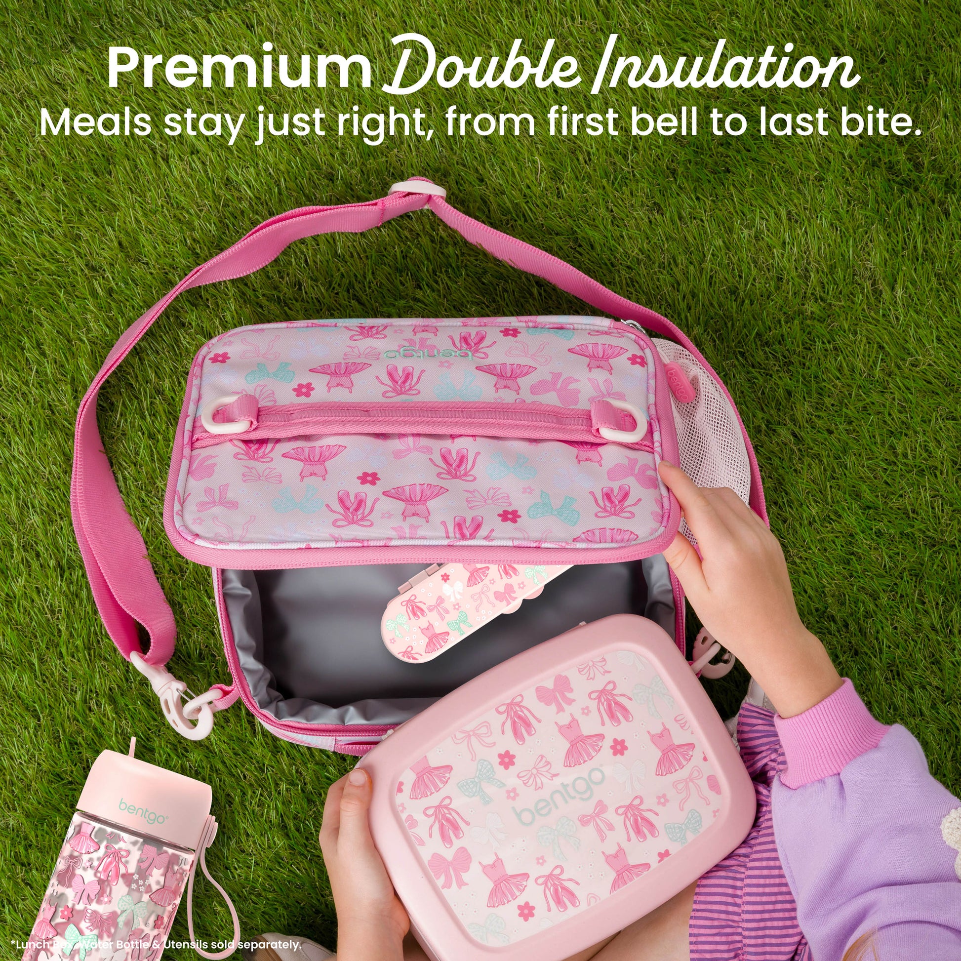 Bentgo Kids Prints Lunch Bag - Ballet and Bows | Premium Double Insulation - Meals Stay Just Right, From First Bell To Last Bite