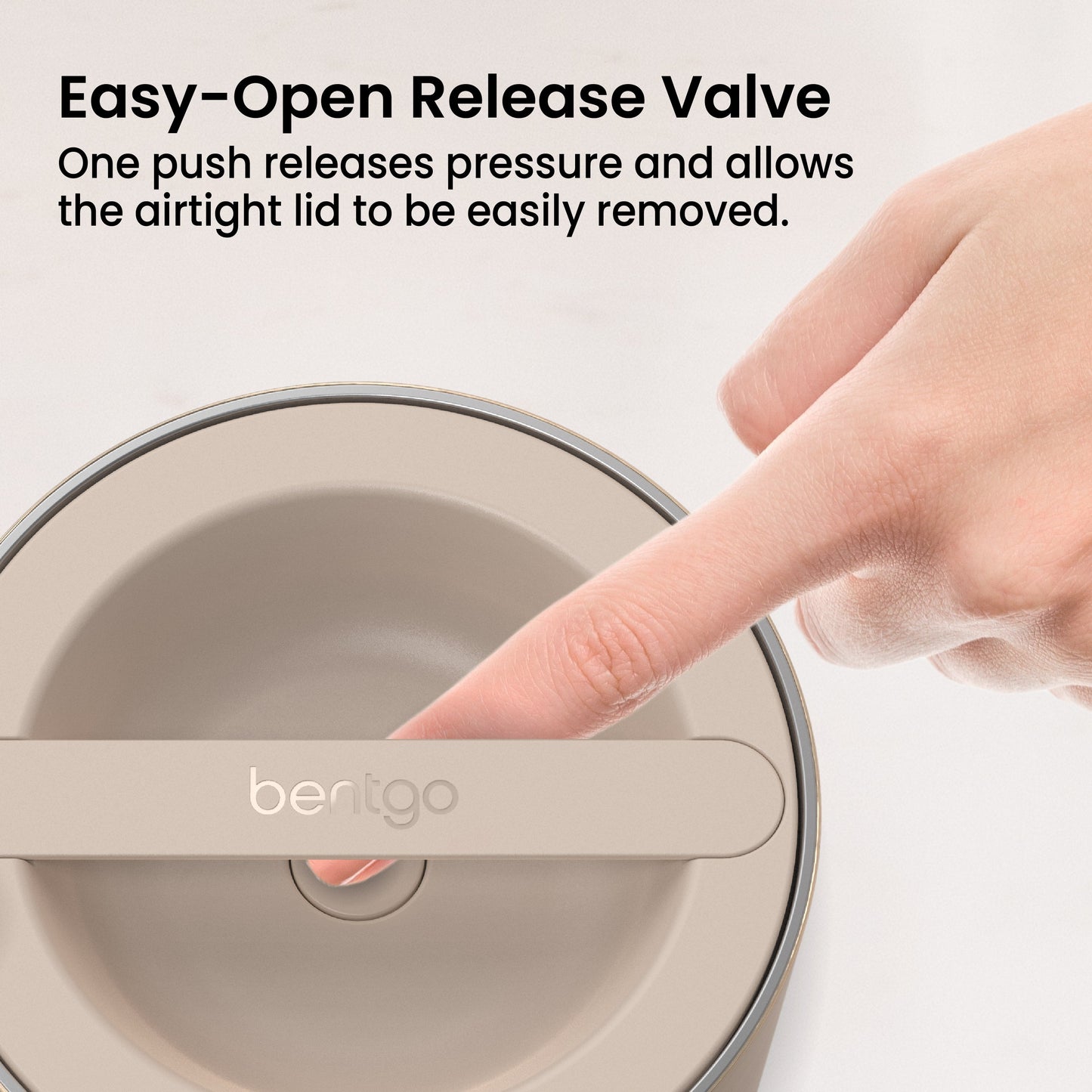 Bentgo® Stainless Steel Insulated Food Container - Gold | Easy-Open Release Valve - One Push Releases Pressure And Allows The Airtight Lid To Be Easily Removed