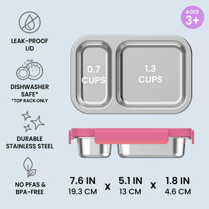 Bentgo Stainless Steel Snack Box - Lilac Pink | Leak-Proof Lid, Dishwasher Safe (Top Rack Only), Durable Stainless Steel, No PFAs & BPA-Free