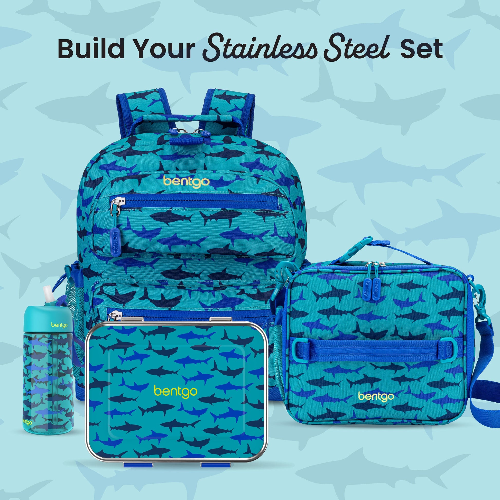 Bentgo® Kids Stainless Steel Prints Lunch Box - Sharks | Build Your Stainless Steel Set