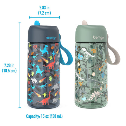 Bentgo Kids Prints Lunch Boxes & Water Bottles - Dinosaur/Dino Fossils
